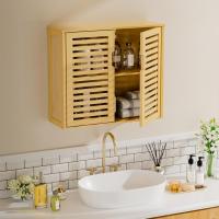Armario de Baño de Pared con Puertas Muebles de Baño de Bambú Armario Colgante con Estante Ajustable Organizador de Almacenamiento de Ahorro de Espacio Sobre el Inodoro Blanco - details 18