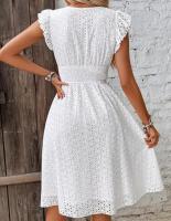 Vestido elegante de verano multicolor con mangas de hoja de loto - details 4