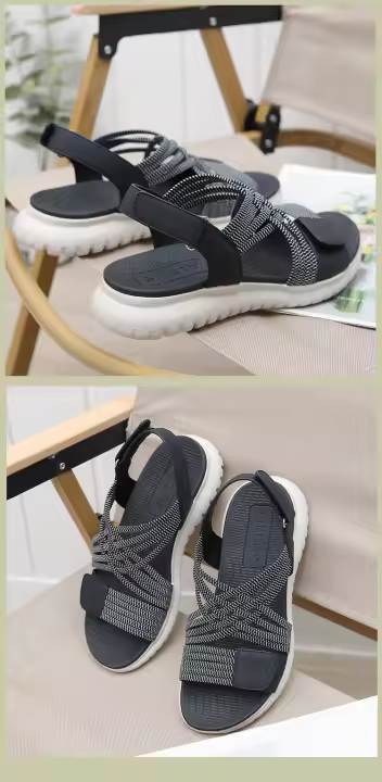 Sandalias de verano, estilo deportivo ligero para mujer, cómodas sandalias de talla grande con banda de goma. - 1