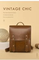 Mochila de piel blanda retro Pu para hombres y mujeres, bolsa de computadora de gran capacidad, mochila universitaria, mochila de cercanías - details 13