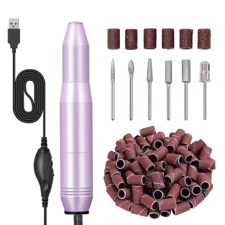 Máquina pulidora eléctrica para manicura y pedicura, con bandas de lijado de 100 piezas, anillo de arena, broca - 1