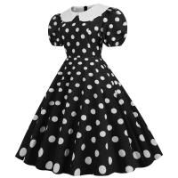 Elegante Vestido de Verano Manga Corta con Volantes Cuello Peter Pan Vintage A-e Midi Largo - details 45