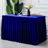 Mantel de Terciopelo Rectangular 1Pc para Eventos de Boda y Fiesta Cubierta de Mesa de Conferencia y Exhibición Blanco/Negro - details 19