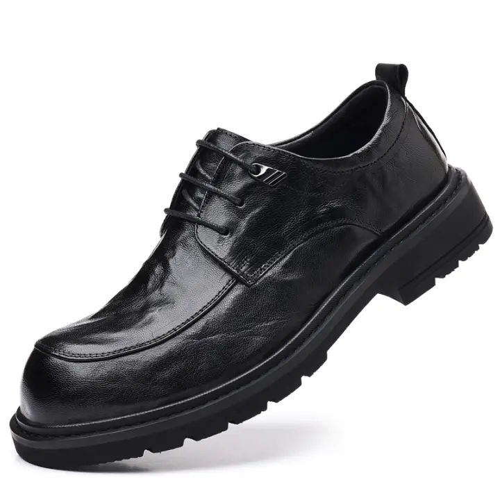 Nuevos zapatos casuales de piel de oveja de primera capa, zapatos de hombre de cuero para negocios - 1