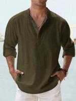 Camisas De Algodón Y Lino Para Hombres Camisas Casuales De Manga Larga Suéter Beach Estilo Hawaiano Para La Playa Y La Vida Diaria - details 5