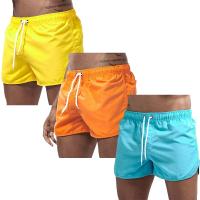 Pantalones cortos de playa para hombre, bañadores de playa de color sólido para verano, pantalones informales para correr, pantalones cortos ligeros de secado rápido para natación y surf, 3 uds. - details 3