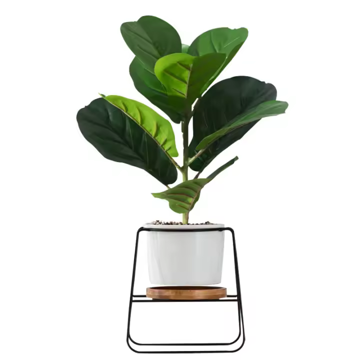 Plantas artificiales de plástico para decoración del hogar, hojas de árbol de goma grandes, 9 tenedores, 38cm, para escritorio, jardín, al aire libre - 1