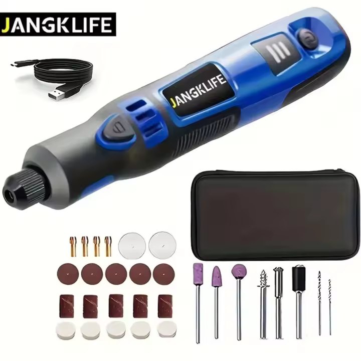 Herramienta de Bricolaje JANGKLIFE Kit Rotativo sin Cable USB para Carpintería y Grabado de Joyería Metal Vidrio Mini Taladro Inalámbrico - 1