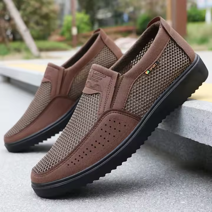 Zapatillas Deportivas Ligeras para Hombre Sin Cordones, Transpirables, Adecuadas para Caminar al Aire Libre, Pesca, Parque y Ejercicio Material de Microfibra, Cuero, Suela de Goma - 1