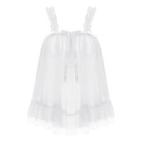 Picardías transparentes sexis para mujer, Top de malla transparente con tirantes y volantes, camisola con ribete de encaje y lazo, lencería, ropa de dormir tentadora para discoteca - details 4