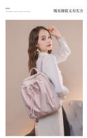 Bolso para mujer Mochila estética Diseño de moda Bolsos para niña Tela plisada Cordón Lindo Mochila fina Mochila escolar súper ligera plegable - details 7