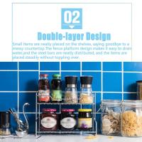 Estante organizador de cocina moderno, estante de almacenamiento para baño de doble capa, ahorro de espacio, gran capacidad, organizador de fregadero de cocina impermeable - details 7