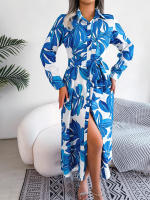 Vestido camisero con cordones para mujer, traje largo con cuello tipo Polo, estampado Floral en contraste, primavera y verano, novedad de 2023 - details 3