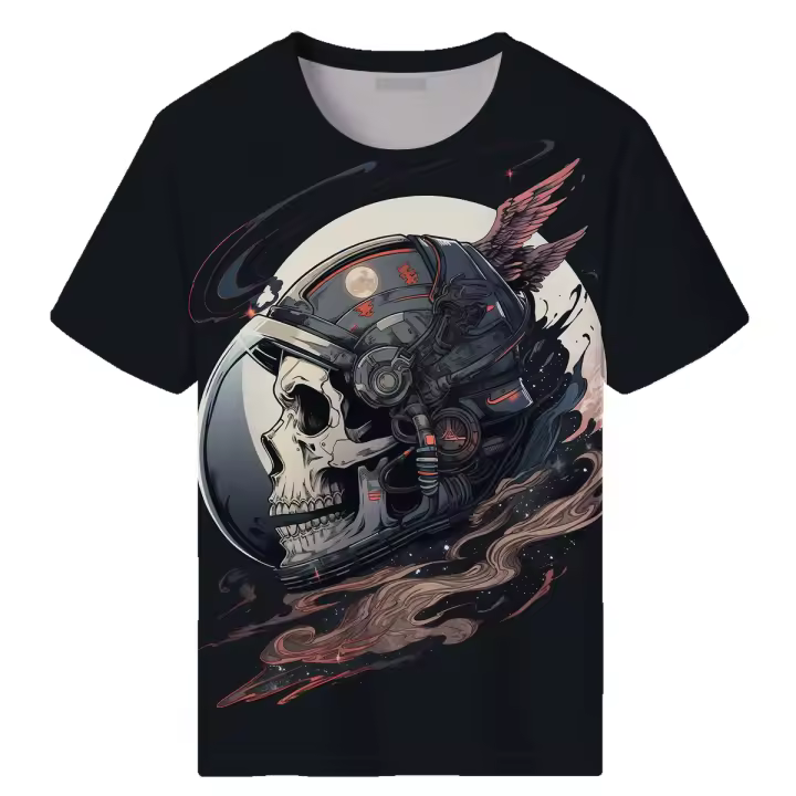 Camiseta gótica de calavera para hombre, camisa gráfica de manga corta, novedad - 1