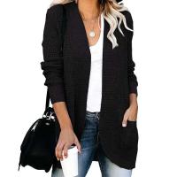 Cárdigan suelto con frente abierto para mujer, manga larga, informal, ligero, suave, suéteres de punto, abrigo con bolsillos - details 6
