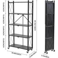 Estantería Plegable de Metal Negro 4 Niveles Carga Pesada Ideal para Cocina, Oficina, Garaje - details 8