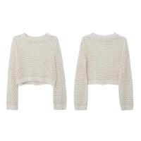 Top de punto para mujer, jerséis de malla holgados y transparentes sexis, Top básico de manga larga, suéter de talla grande para mujer - details 8