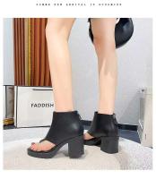 Tacones altos con corte grueso, bordados, cosidos, puntiagudos y con tobillo de vaquera, botas cortas en rojo marrón negro US5-11 - details 5