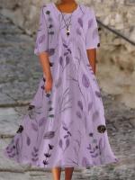 Vestido largo holgado, cómodo y versátil con estampado de línea A para mujer, novedad de verano - details 4