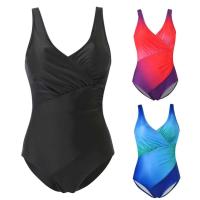 Traje de baño de una sola pieza de un solo artículo de tono liso degradado para mujer sexy, ropa de playa - details 1