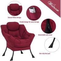 Silla perezosa con otomana, silla moderna con reposabrazos y bolsillo lateral, sillón de lectura con reposapiés para espacios pequeños, color verde afelpado - details 9