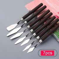 Paleta de Pintura al Óleo Set de 7 Herramientas de Artista Cuchillos de Paleta de Plástico con Mango de Madera Cuchillo de Acero Inoxidable Elástico Ideal para Pintar con Aceite Herramientas de Arte para Niños - details 14