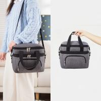 Bolsa de almuerzo con doble aislamiento, fiambrera térmica portátil de capa, bolsa aislante térmica impermeable para Picnic con correa ajustable - details 4