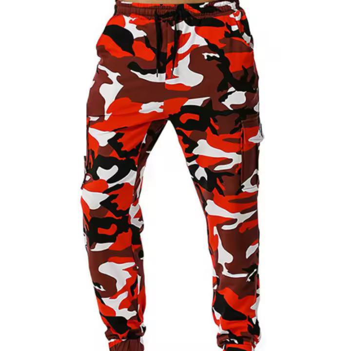 Nuevos pantalones de camuflaje de retales para hombre en tallas europeas, leggings deportivos y casuales de gran tamaño, holgados y modernos - 1