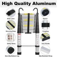 Escalera telescópica de 6,2 m con 2 ganchos, 15 peldaños, de aluminio, portátil, antideslizante, multiusos, capacidad de carga de 150 kg, EN131 - details 3