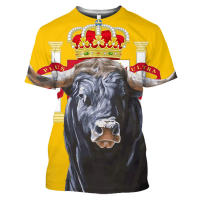 Camiseta de toro español para hombre, Tops con estampado 3D, sudadera de manga corta a la moda, jersey de cuello redondo de verano, ropa informal - details 10