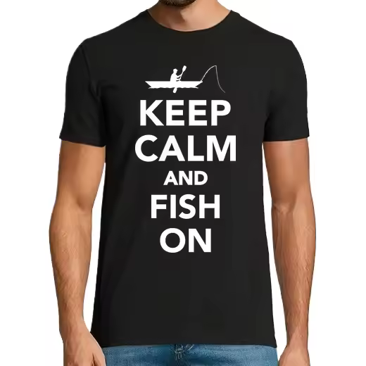 mantén la calma y pesca en kayak,Camiseta de Pádel Divertido, ropa para exteriores - 1