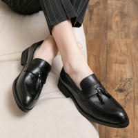 Mocasines con Borlas para Hombres Tacón Bajo, Color Sólido, Punto Acolchado, Resistente al Desgaste, Zapatos de Negocios Casuales - details 7