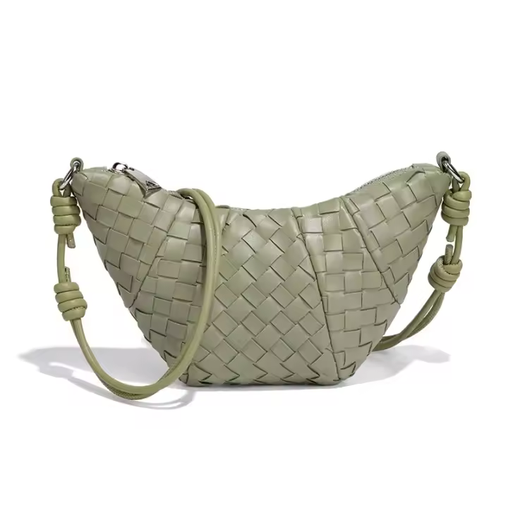 Bolso de Croissant tejido de alta gama hecho a mano para mujer, diseño Original de nicho, cruzado de un solo hombro, cuadrado pequeño, nuevo - 1