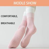 3 pares de calcetines de algodón antideslizantes transpirables de media pantorrilla para Yoga calcetines deportivos calcetines de Pilates danza Fitness entrenamiento mujeres calcetín EU36-42 - details 0