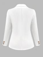 Traje de solapa de color liso Chaqueta de moda ajustada versátil de manga larga Top - details 6