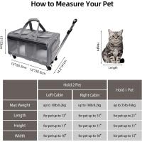 GOYJOY Transportador rodante para mascotas de doble compartimento con ruedas para 2 mascotas, para hasta 35 libras, transportador rodante para gatos para 2 gatos, diseño súper ventilado, ideal para - details 1