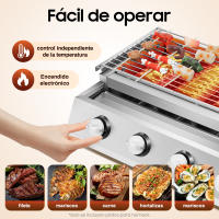Parrilla de gas para barbacoa de 4 quemadores de acero inoxidable, plancha de gas LPG, parrilla de mesa para picnic de 58 x 40 x 20 cm - details 2