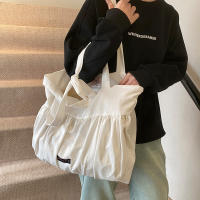 Bolso de Hombro de Algodón y Lino de Gran Capacidad 2025 Bolso Plisado Dulce y Perezoso - details 9