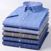 Camisa de hombre de manga corta, 100% algodón, Oxford, suave, botón, cuadros, formal, bolsillo, casual, social, S-6XL, 7XL - details 2