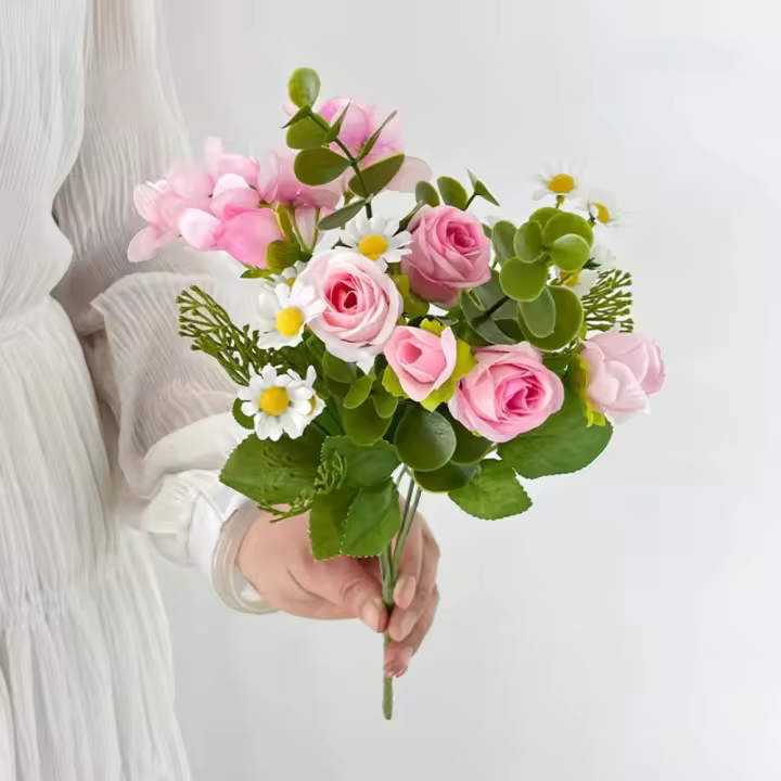 Hortensia Margarita flores artificiales jarrones de rosas flores falsas decorativas simuladas arreglo Floral de boda decoración del hogar - 1