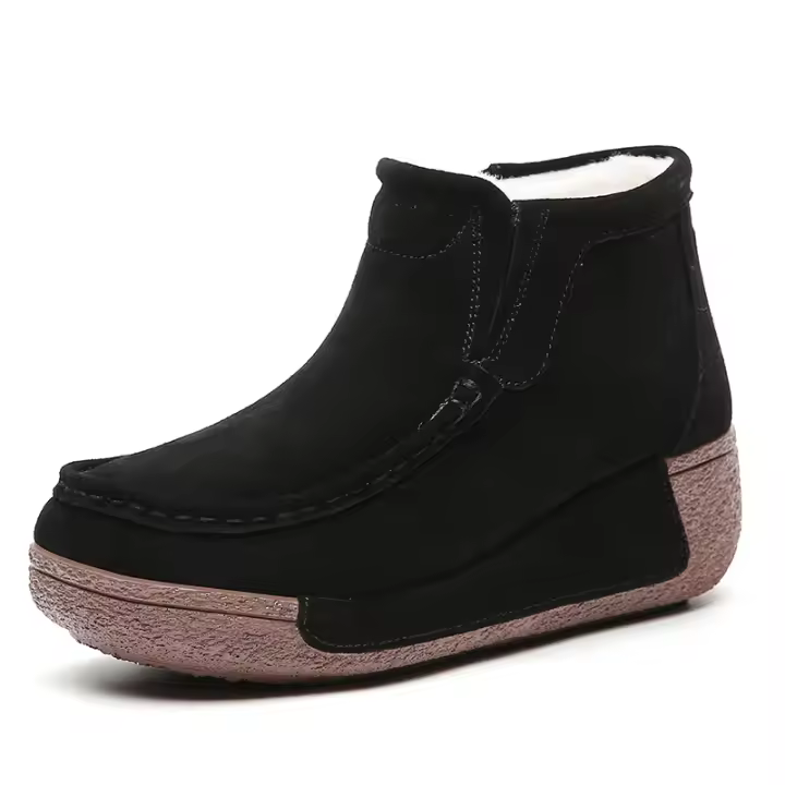 Botines clásicos forrados de piel para mujer, botas de suela antideslizante, ligeras, peludas, cómodas, cálidas para la nieve, para exteriores, Invierno - 1