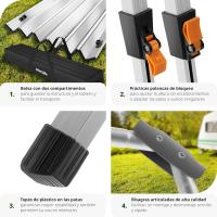 Mesa de Camping Plegable de Altura Ajustable Aluminio con Topes Ideal para Jardín, Balcón, Picnic - details 2