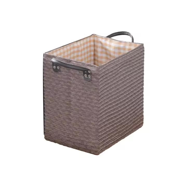Organizador para el hogar, cesta de almacenamiento tejida plegable con asa, caja de almacenamiento hecha a mano, caja de clasificación creativa de gran capacidad para escritorio - 1