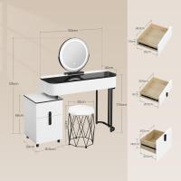 LED Ajustable y Espejo, Maquillaje con Tablero Vidrio Reforzado y Cajonera, Montaje Flexible, 100x40 cm, Mesa Mara y Metal, Blanco+Negro, MB6110wsz - details 11