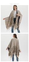 Chal grande de punto dividido para otoño e invierno de 2023, capa cálida con borlas de estilo étnico bohemio, oferta especial - details 5