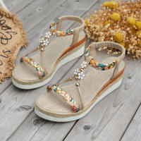Sandalias de cuña de gran tamaño para mujer, novedad de verano 2025, sandalias romanas informales de playa con banda elástica y suela gruesa para mujer - details 0