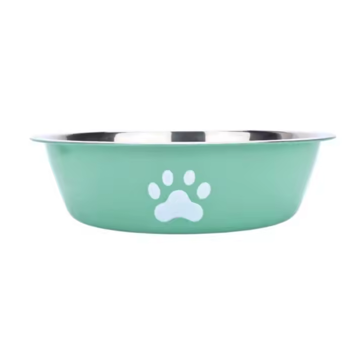 Cuenco de acero inoxidable de gran capacidad para perros, cuencos antideslizantes para comida de perros, bebederos con patrón de huella de gato, comederos para mascotas, cuenco de alimentación para gatos - 1