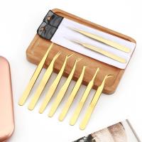 Pinzas de alta precisión para extensiones de pestañas, pinzas de acero inoxidable de alta precisión para pelo encarnado, cejas - details 4