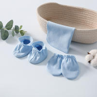 Conjunto de ropa de bebé recién nacido, color sólido del bebé, toalla cuadrada pequeña de algodón 0-3 meses conjunto de suministros de cubierta de manos y pies de algodón - details 3