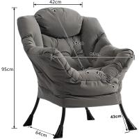 Sillón Relax Sillon Lectura Dormitorio Tejido Impermeable Cómodas Butacas de Salón Silla en Metal, Gris - details 4